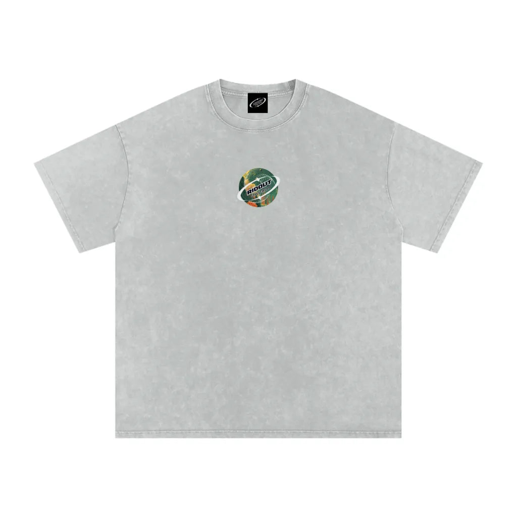 Celestial Bloom - Snow Washed Oversized Cotton T-Shirt