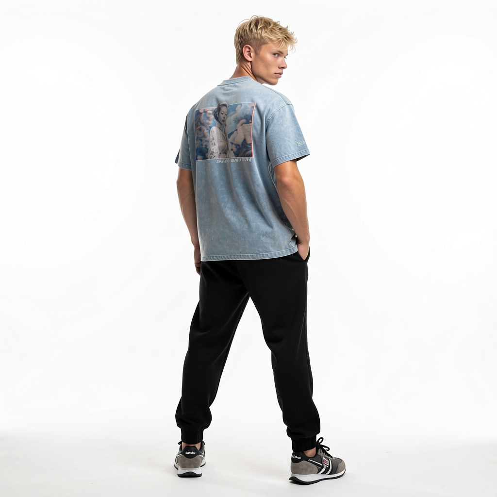 Dream in Blue - Snow Washed Oversized Cotton T-Shirt