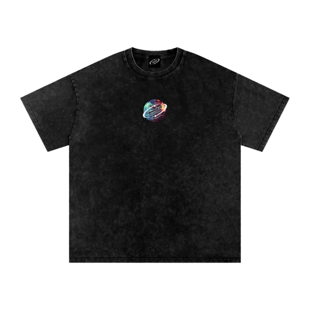 Synthwave Reverie - Snow Washed Oversized Cotton T-Shirt