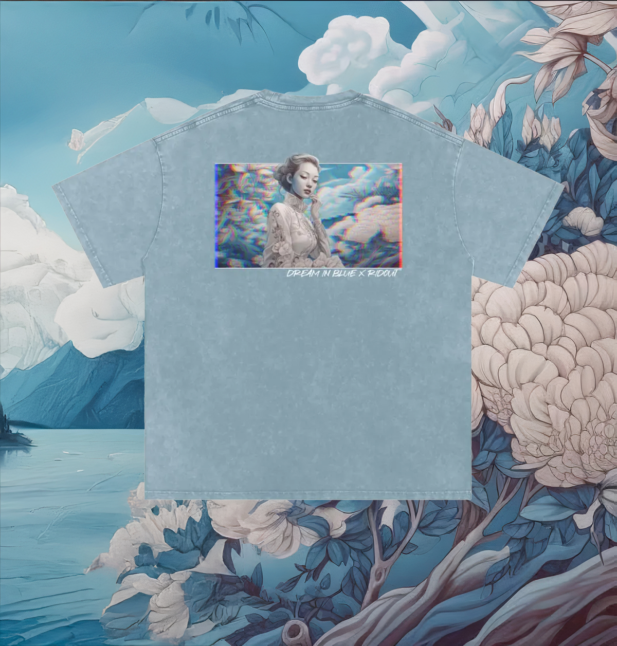Dream in Blue - Snow Washed Oversized Cotton T-Shirt