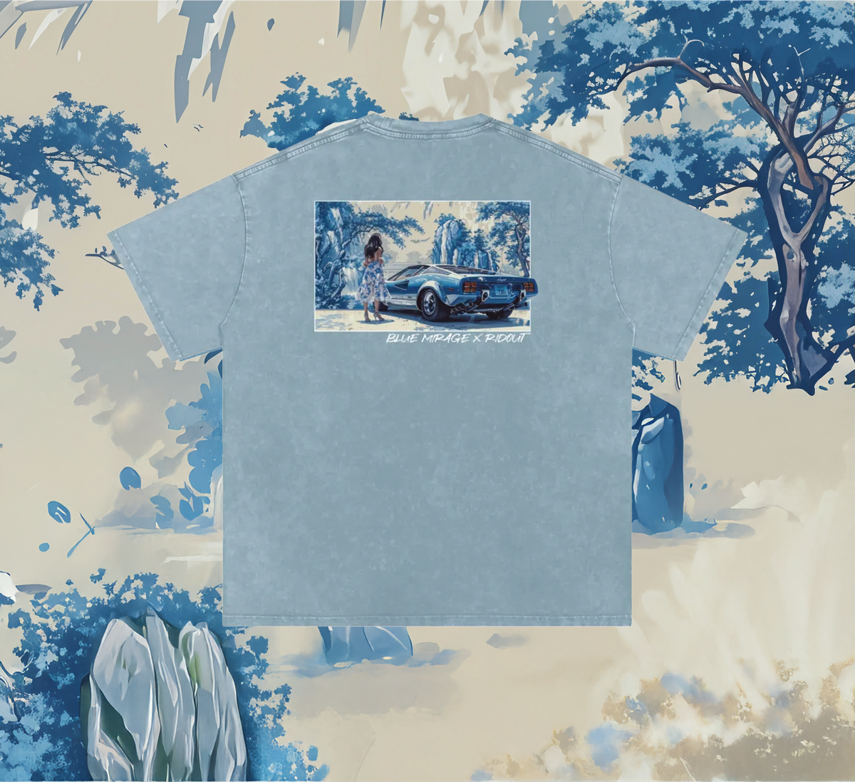Blue Mirage - Snow Washed Oversized Cotton T-Shirt