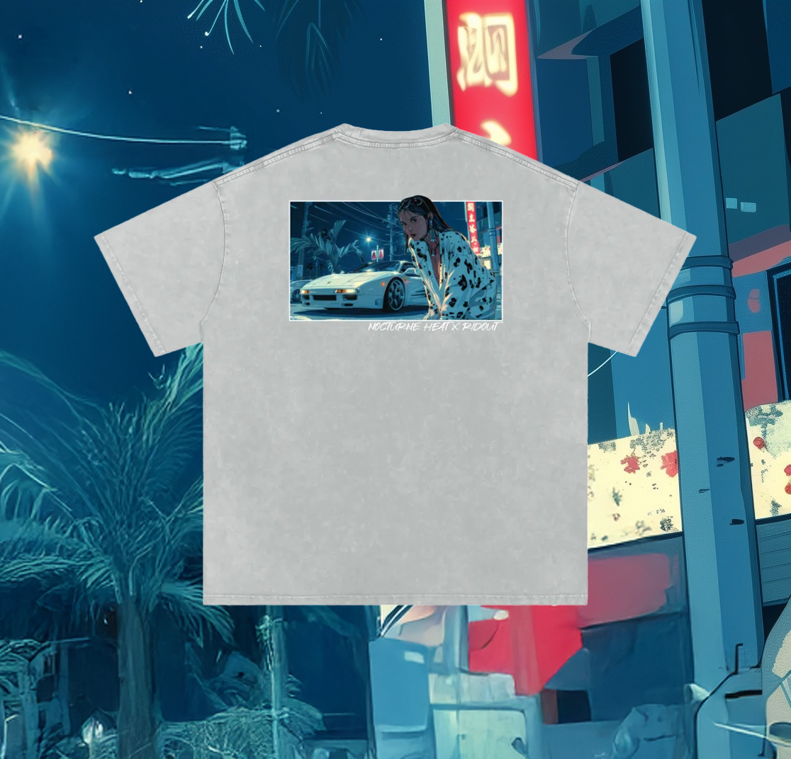 Nocturne Heat - Snow Washed Oversized Cotton T-Shirt