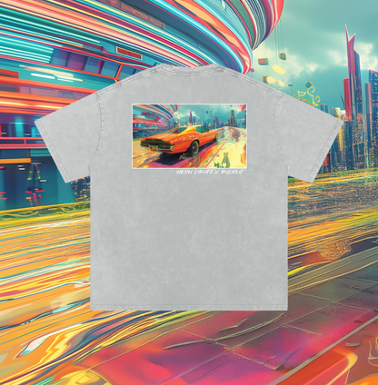 Neon Drift - Snow Washed Oversized Cotton T-Shirt